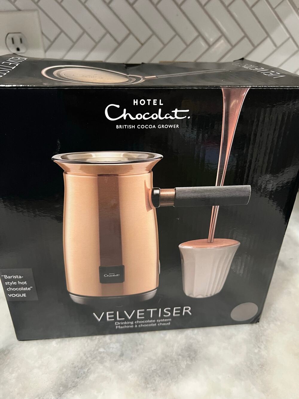 Hotel Chocolat Velvetiser Hot Chocolate Maker Milk Frother Charcoal Copper w Box